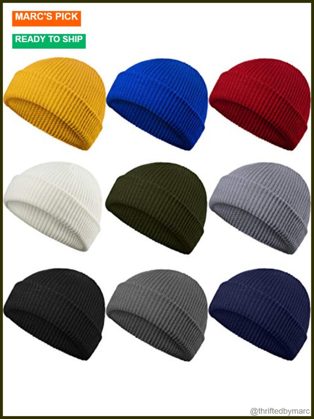 9 Pack Winter Beanie Hats Trawler Short Skull Caps Knit Fisherman Hat Men Women